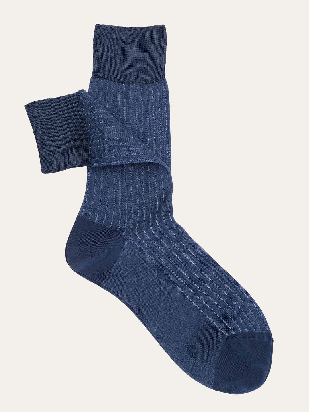 Wide-ribbed short socks in Egyptian Cotton