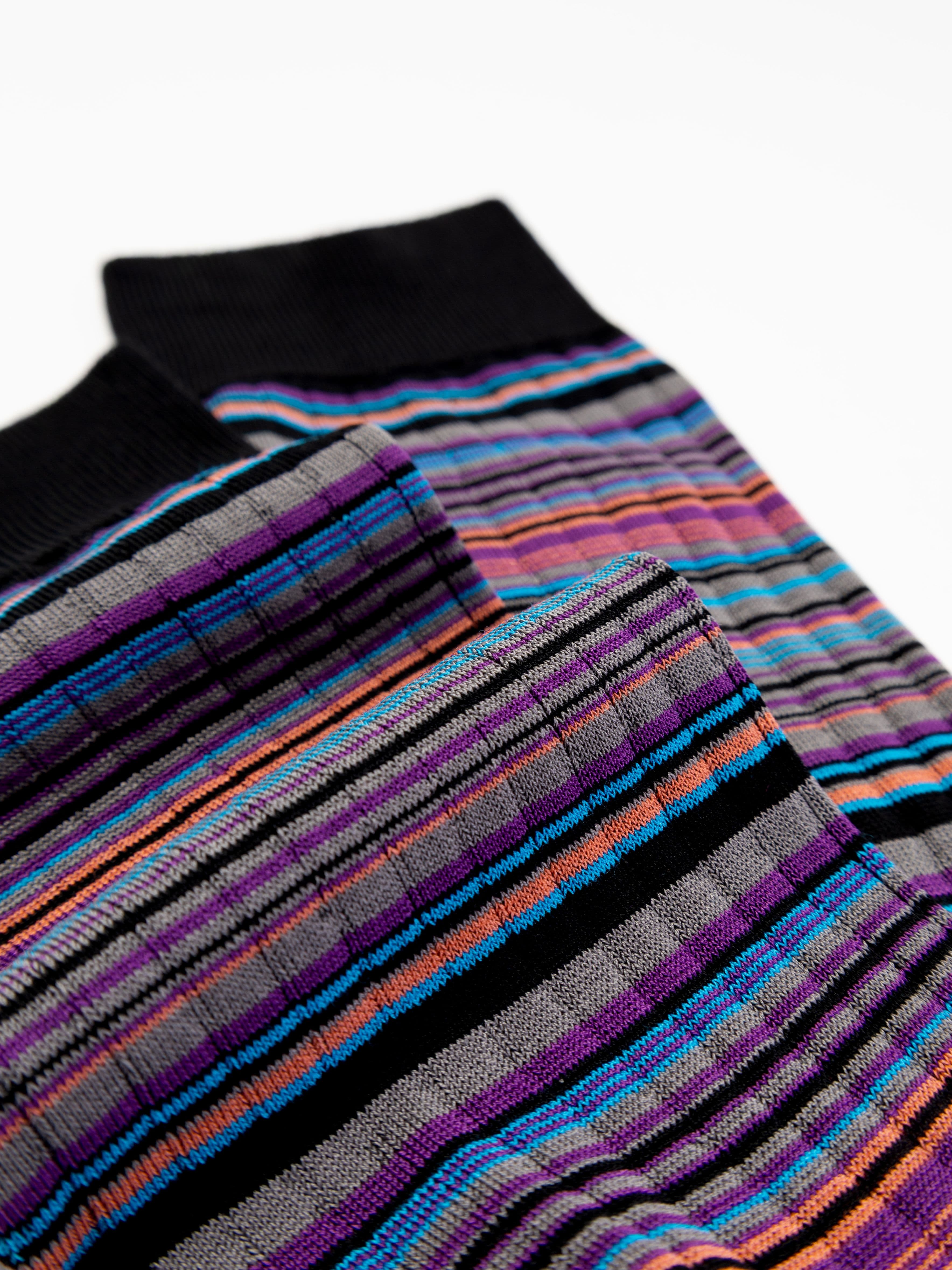 Short Cotton Socks with Multicolor Stripe Pattern - Image 2