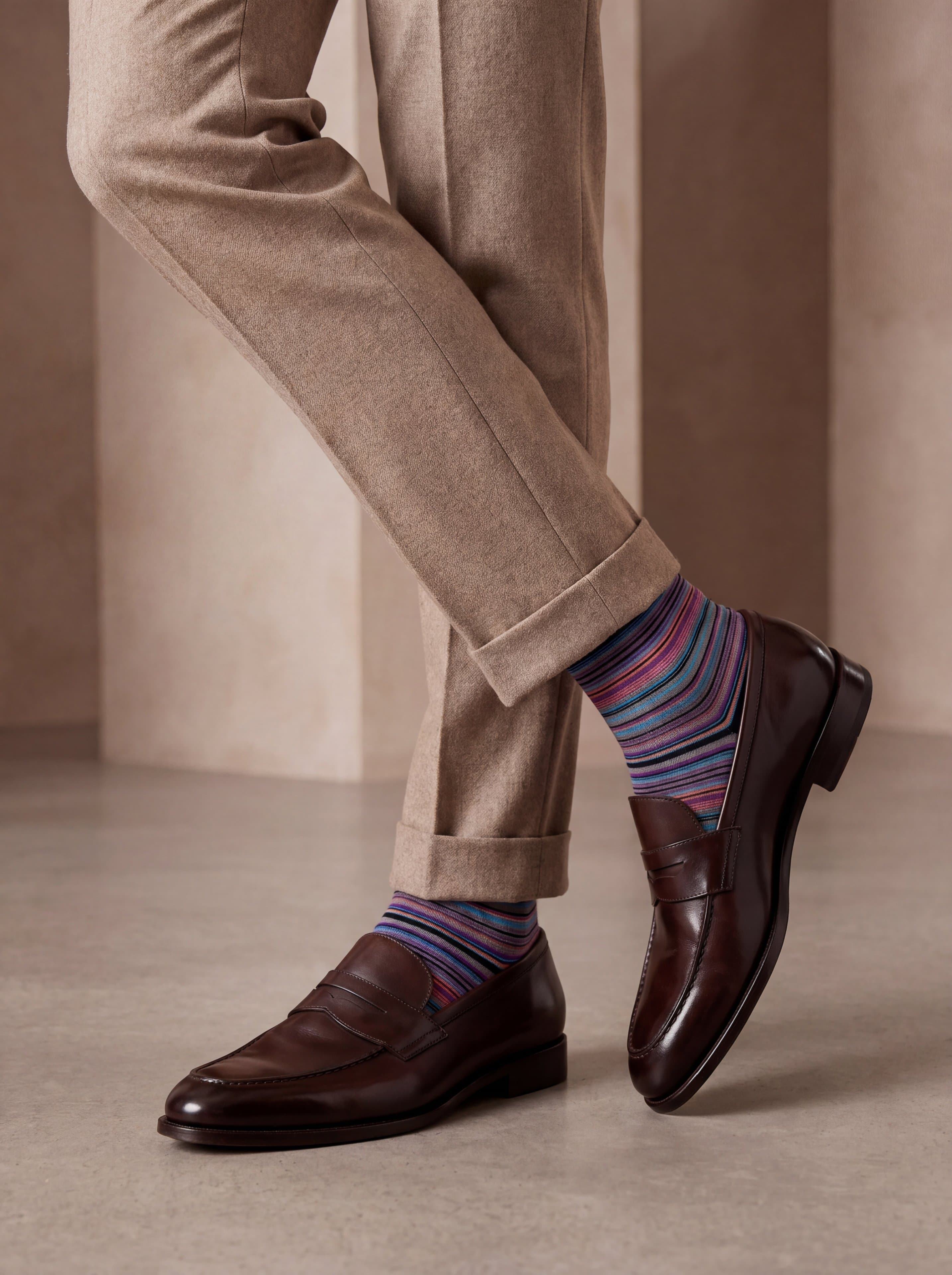 Short Cotton Socks with Multicolor Stripe Pattern - Image 3