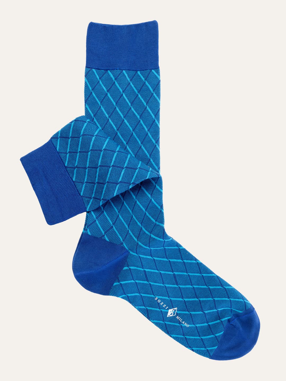 Short Cotton Socks with Geometric Diamond Pattern