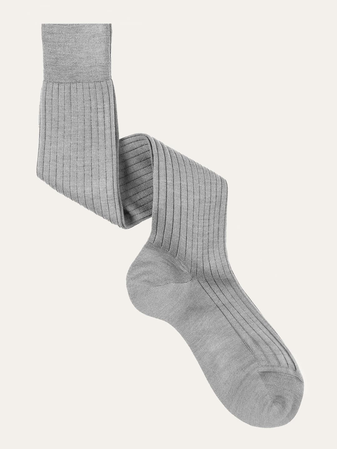 Ribbed Solid Color Merino Wool Long Socks