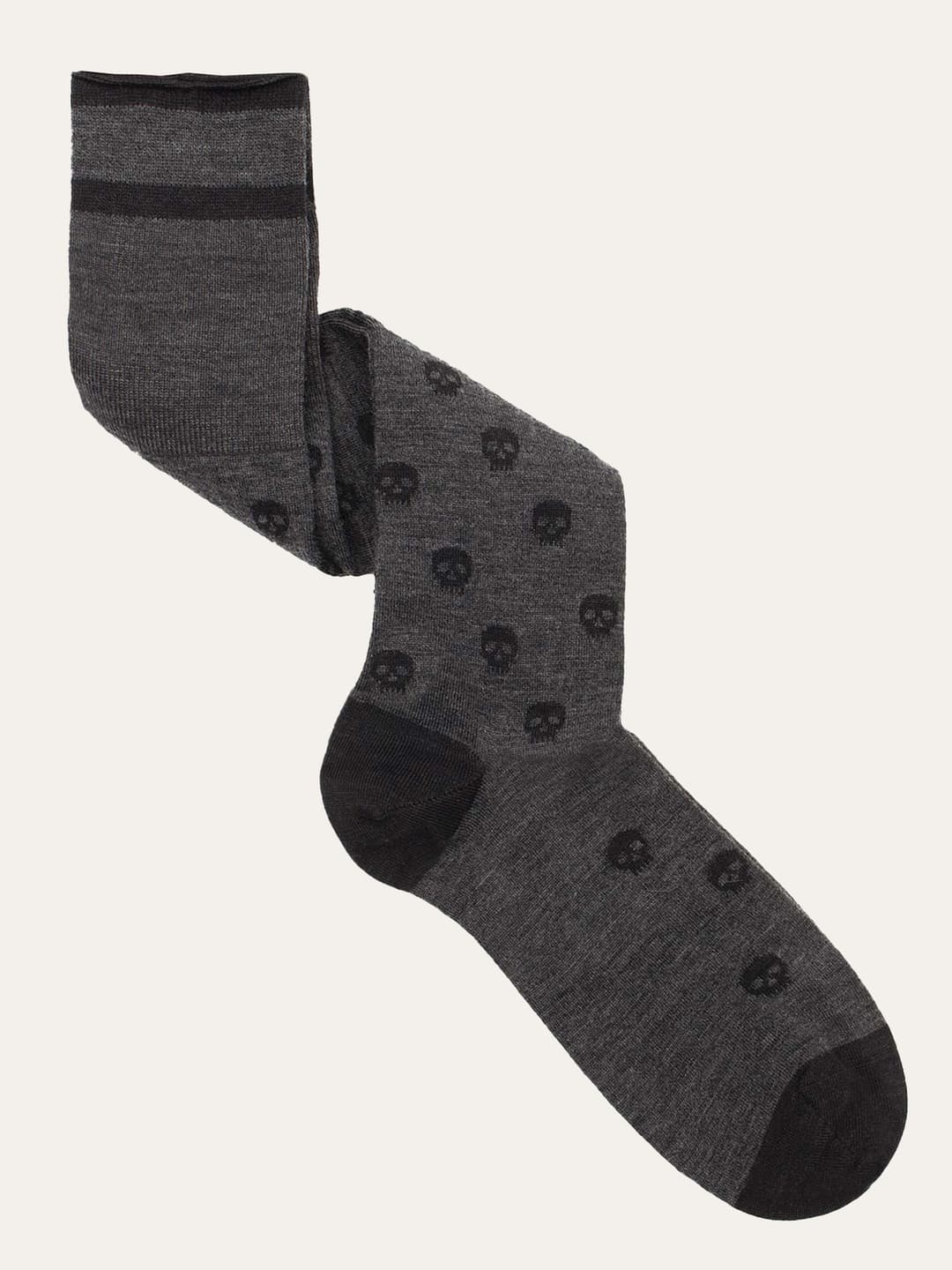 Long Skull Pattern Wool Blend Socks