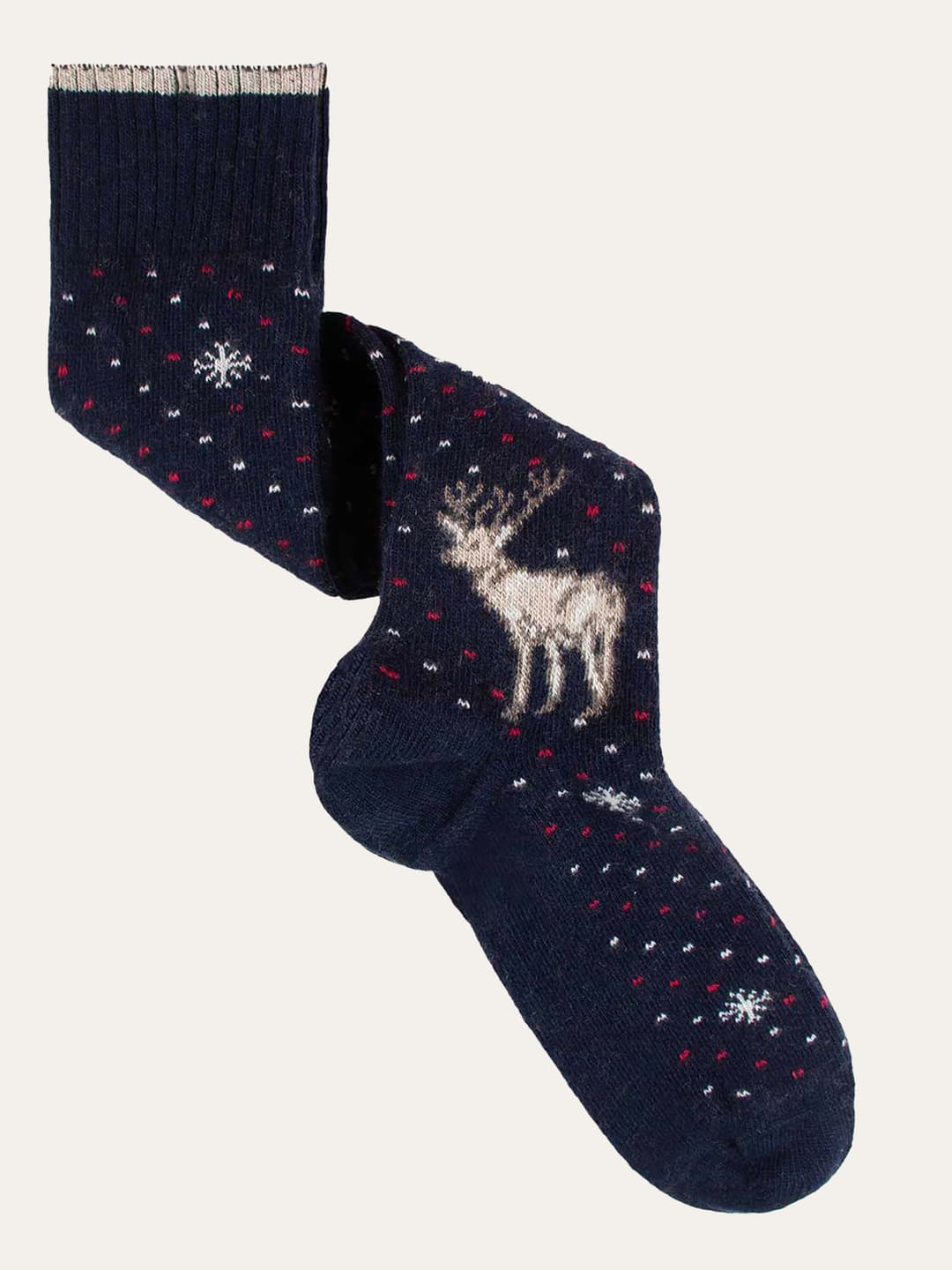 Long Christmas reindeer pattern socks in Cashmere blend