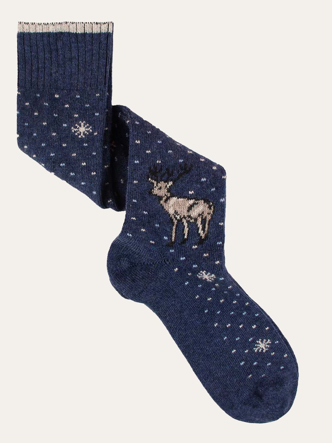 Long Christmas reindeer pattern socks in Cashmere blend