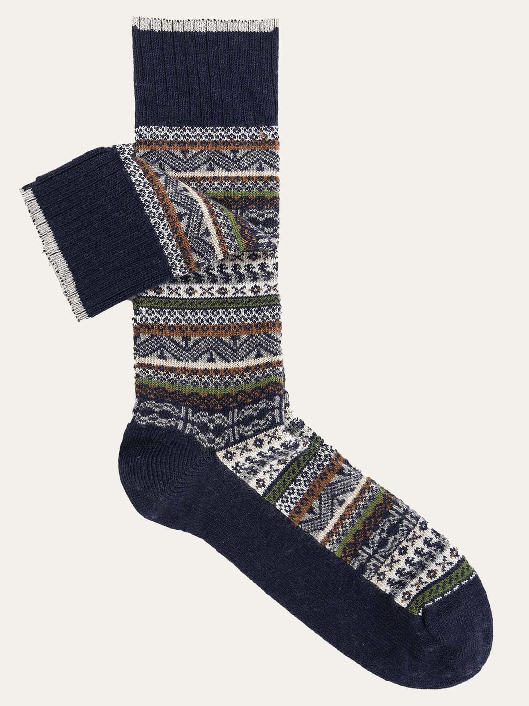 Norwegian pattern short socks in Cashmere blend