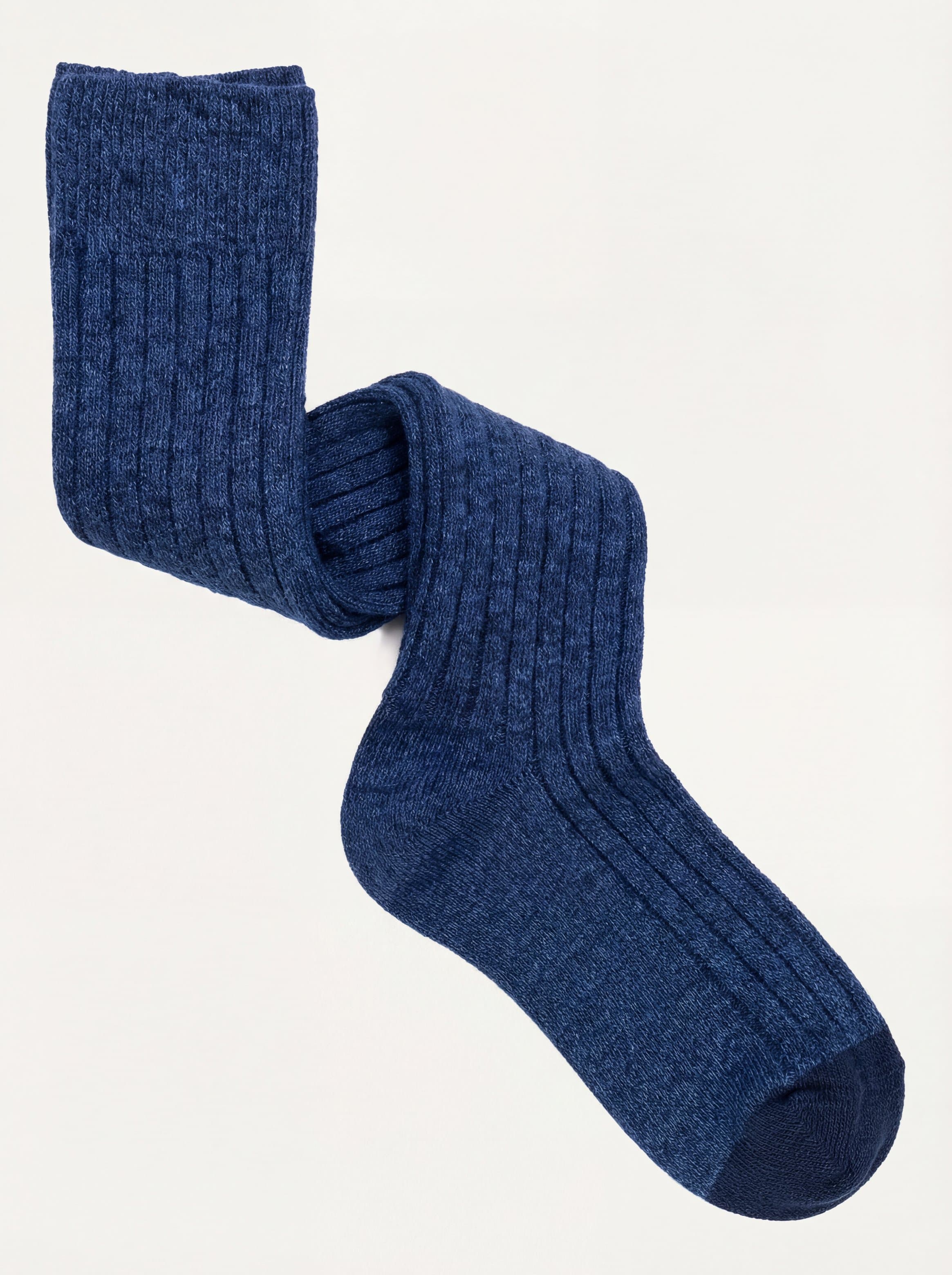 Calze lunghe a coste con punta e tallone a contrasto in misto Cashmere - Image 1