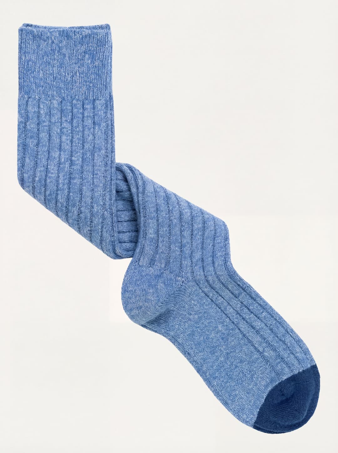 Ribbed Long Socks with Contrasting toe and Heel in Cashmere Blend