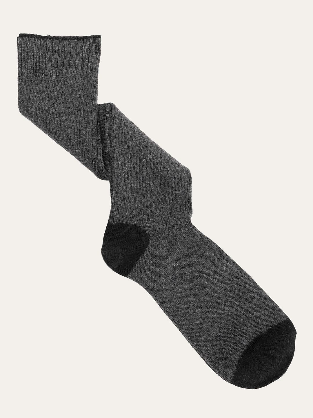 Long Solid-Color Socks with Contrast toe in Cashmere Blend