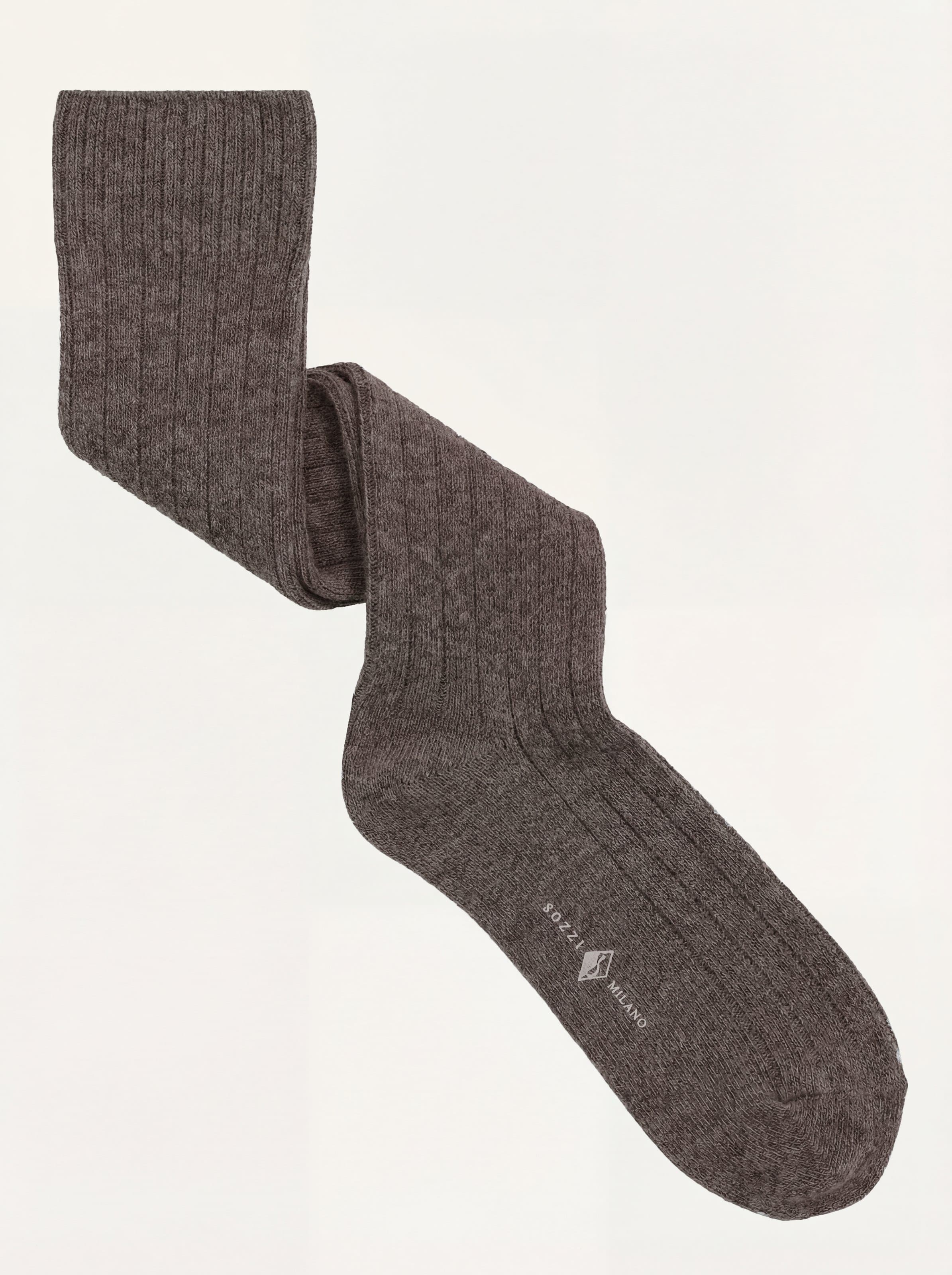 Calze lunghe a coste Tinta unita in misto Cashmere - Image 1