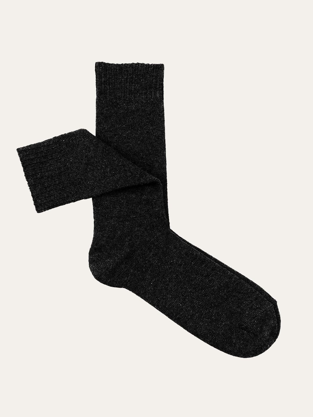 Gift box 3 pairs Short Socks fancy pattern in Cashmere blend - Black