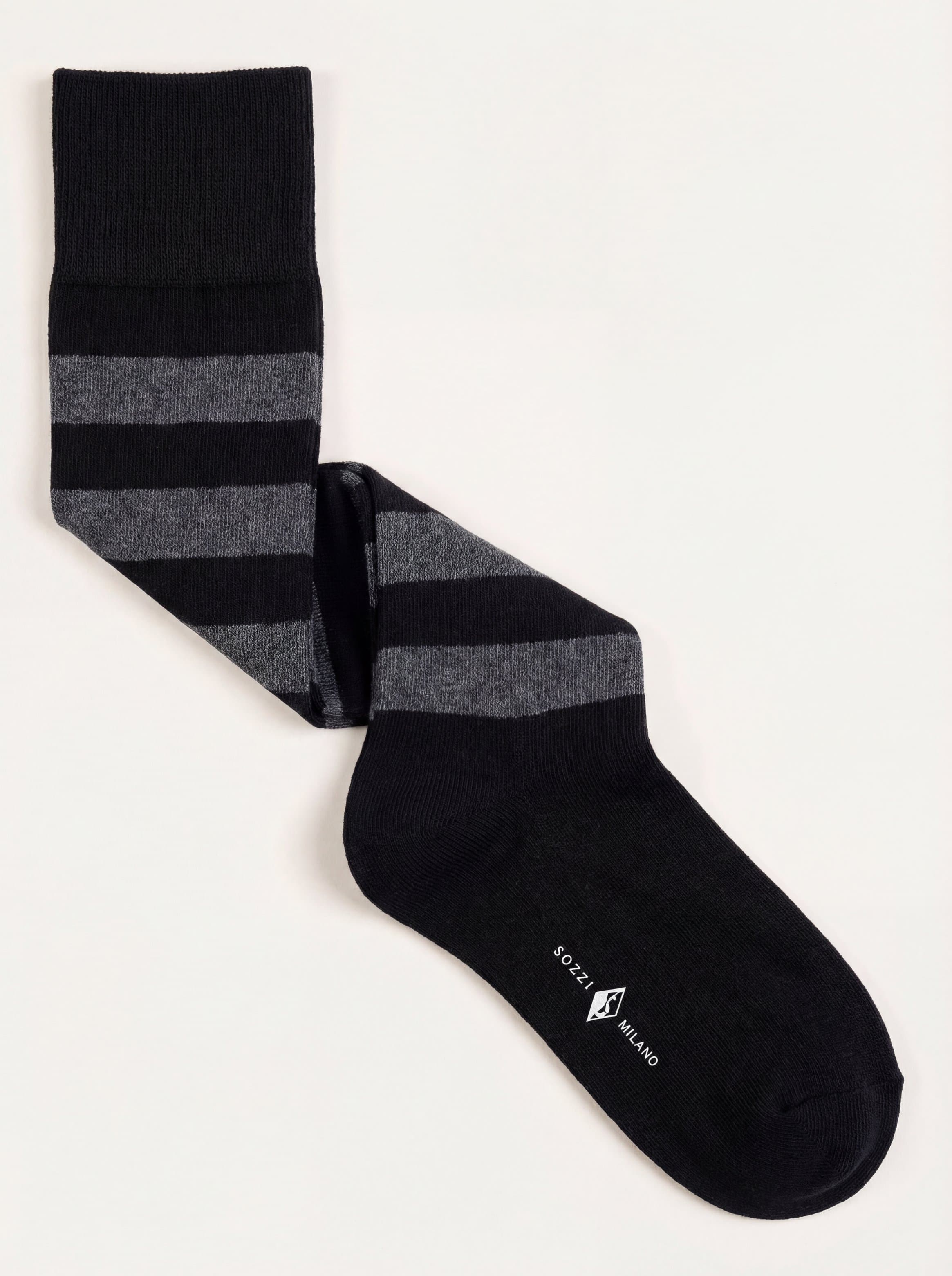 Calze lunghe a coste Fantasia Righe in misto Cashmere - Image 1