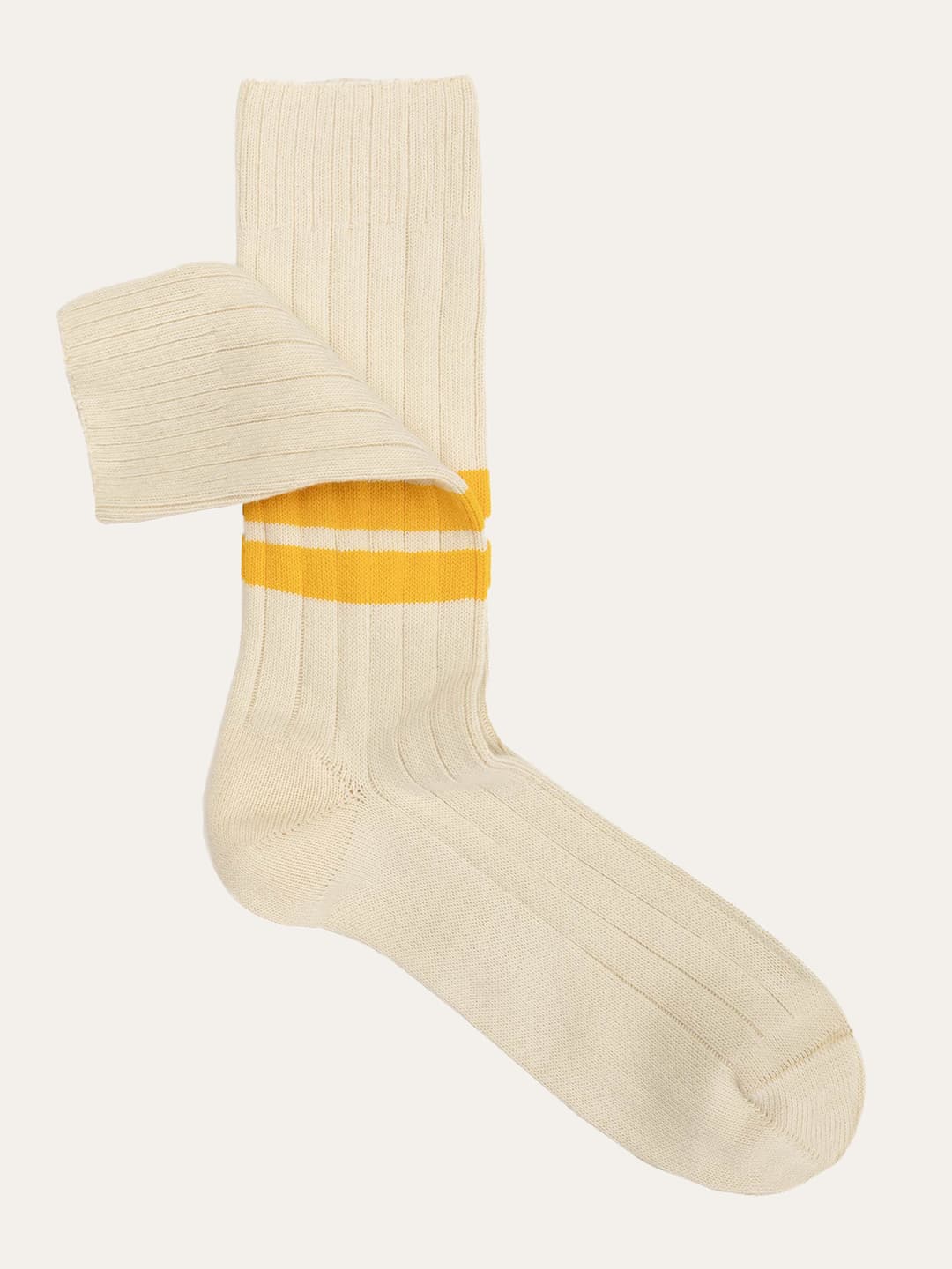 Vintage Ribbed Cotton Socks with Colored Stripes