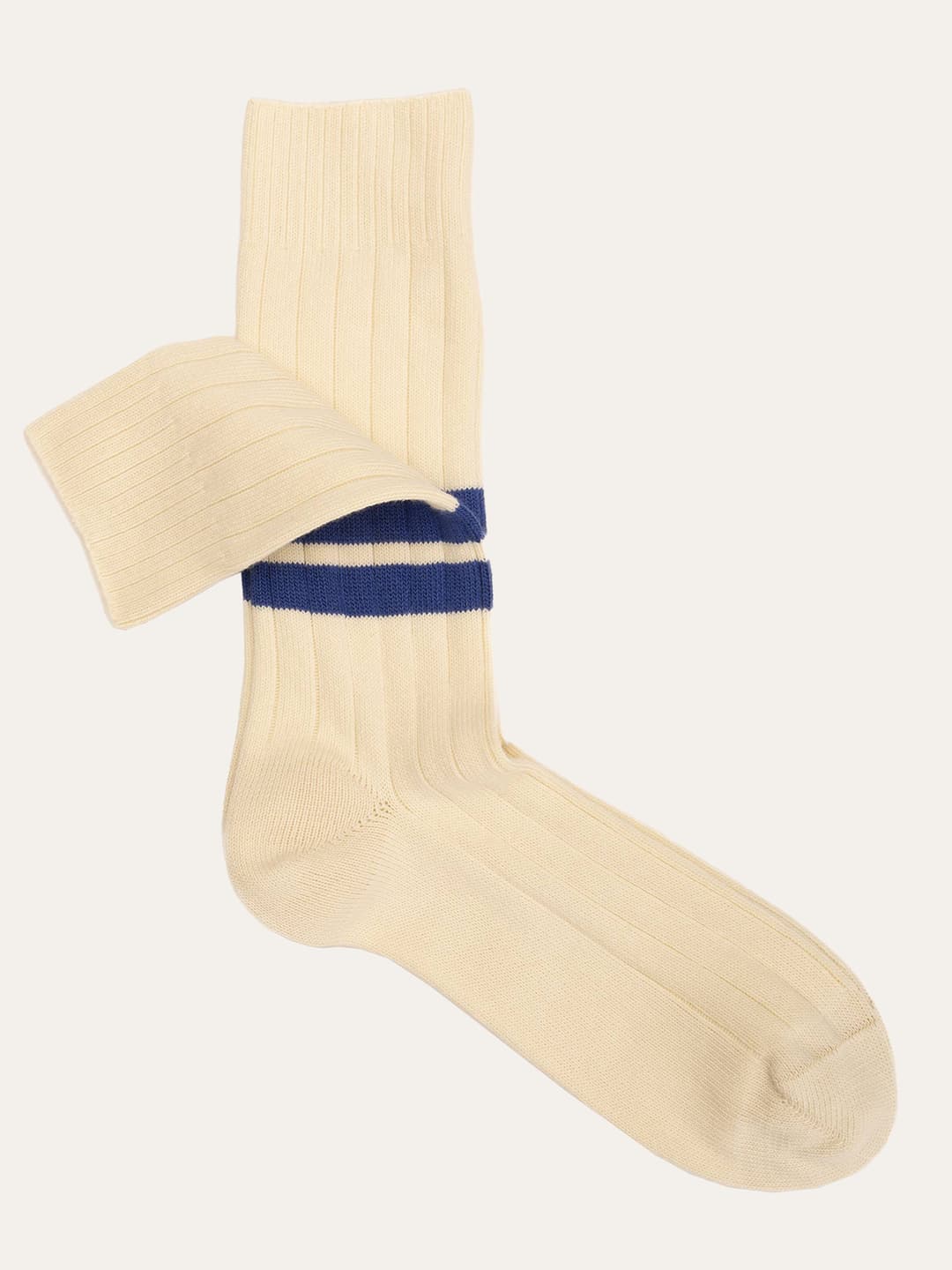 Vintage Ribbed Cotton Socks with Colored Stripes