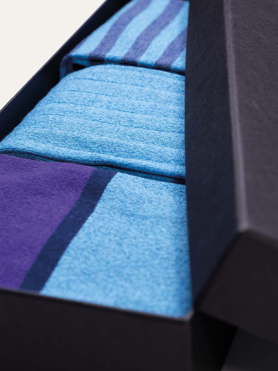 Gift Box with Three Patterned Socks in Cool Cotton