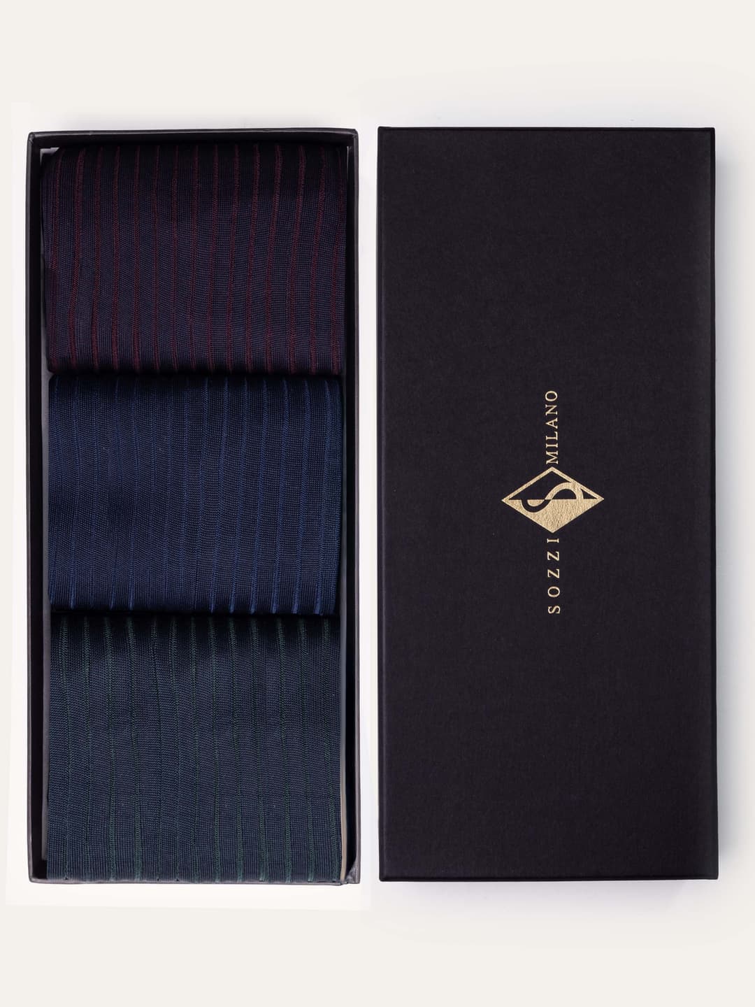 Gift Box with Three Pairs of Classic Ribbed Short Socks