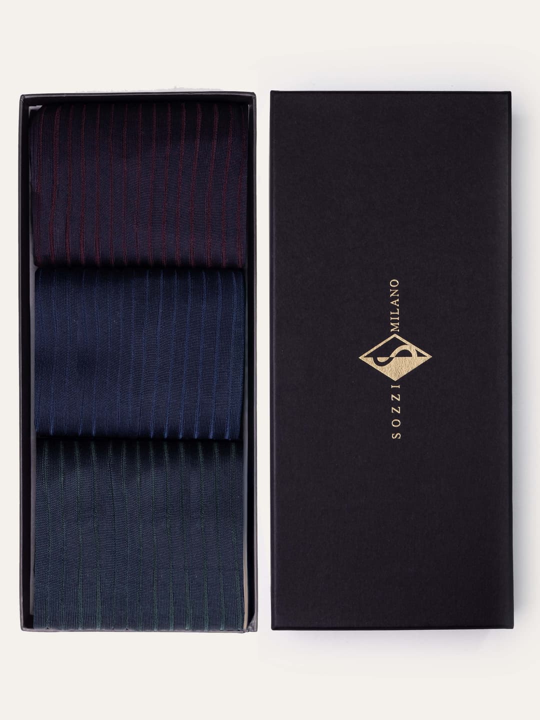 Gift Box Three Long Classic Costa Socks in Lisle Cotton