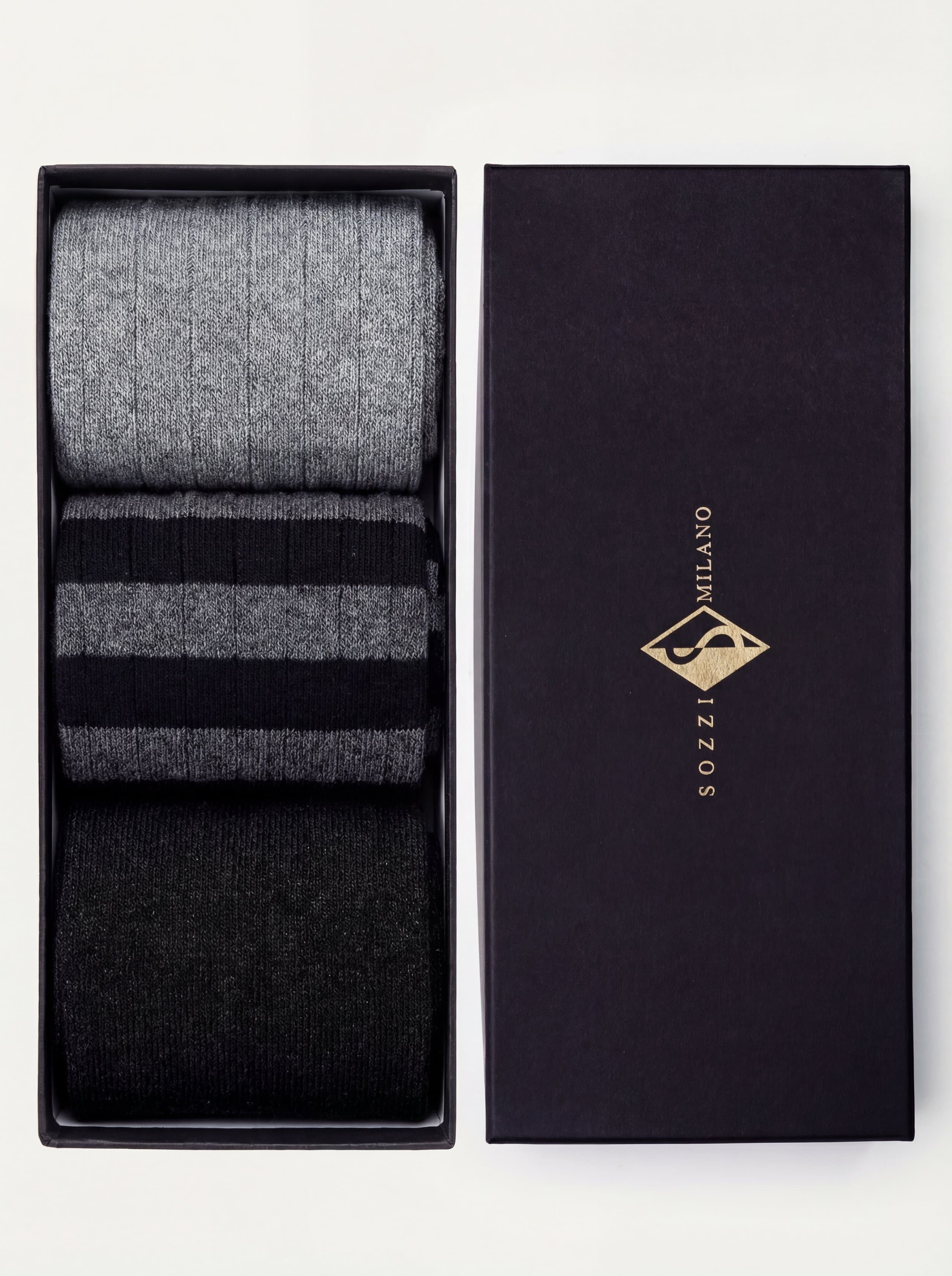 Cofanetto Regalo 3 paia calze Corte fantasia in misto Cashmere - Black