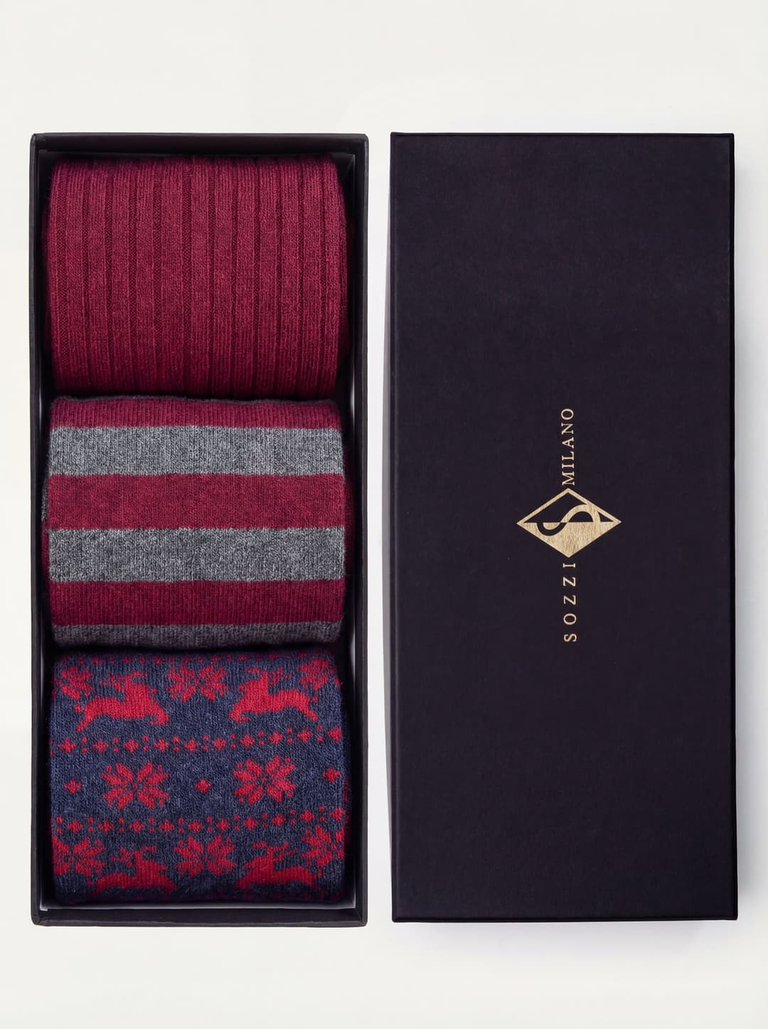 Gift box 3 Pairs Short Christmas Pattern Cashmere Blend Socks