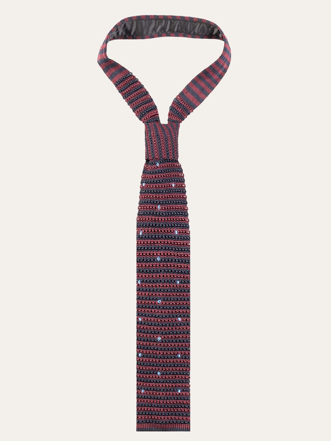 Men's Silk Tie with Stripes and Polka Dots Pattern
