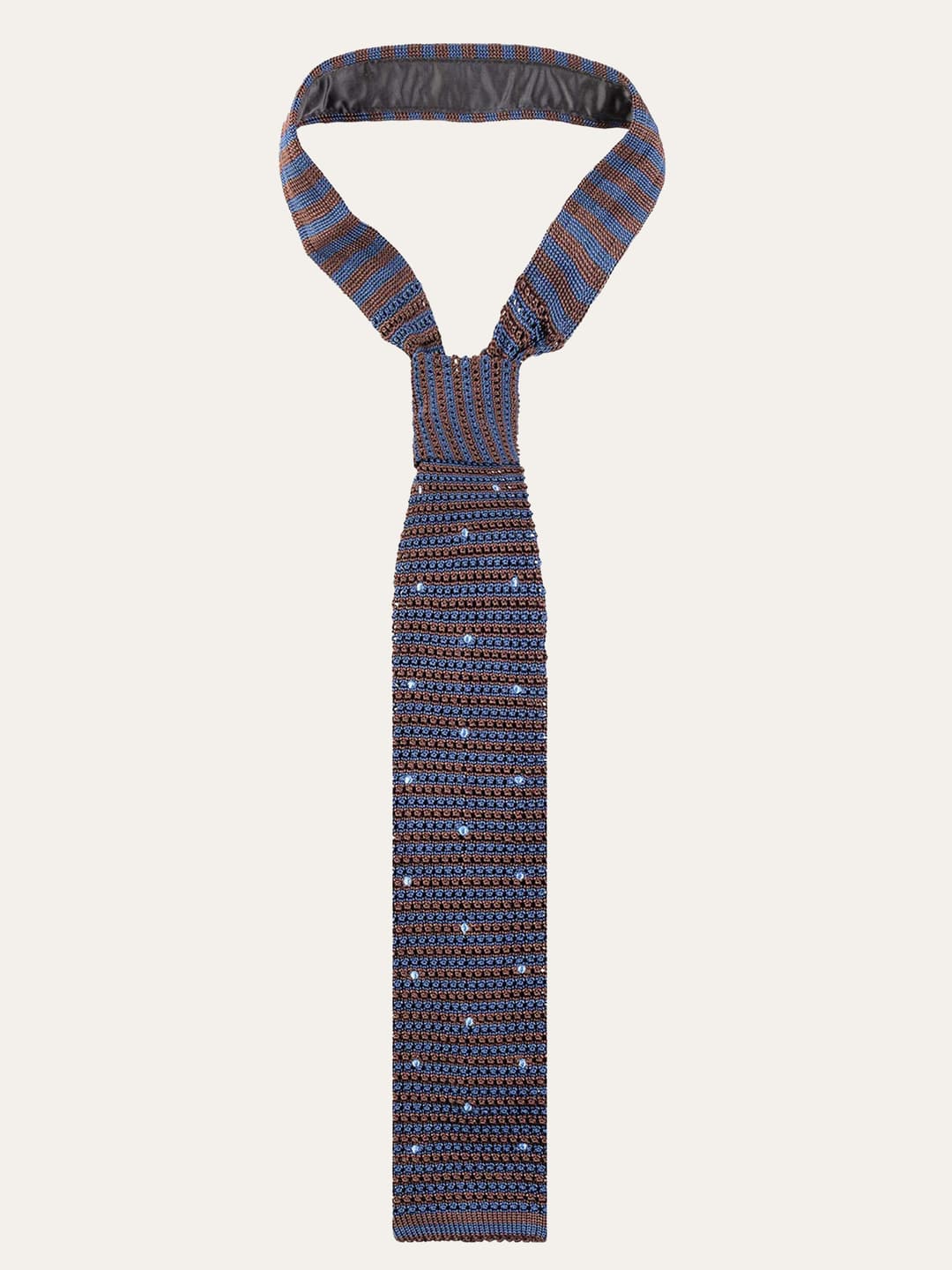 Men's Silk Tie with Stripes and Polka Dots Pattern