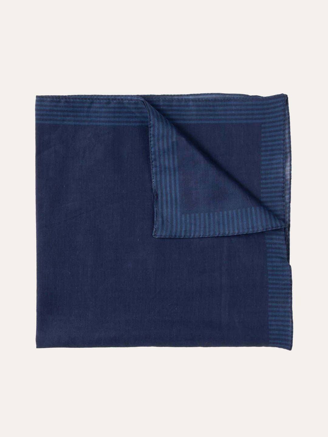 Solid Cotton Pocket Square with Striped Border