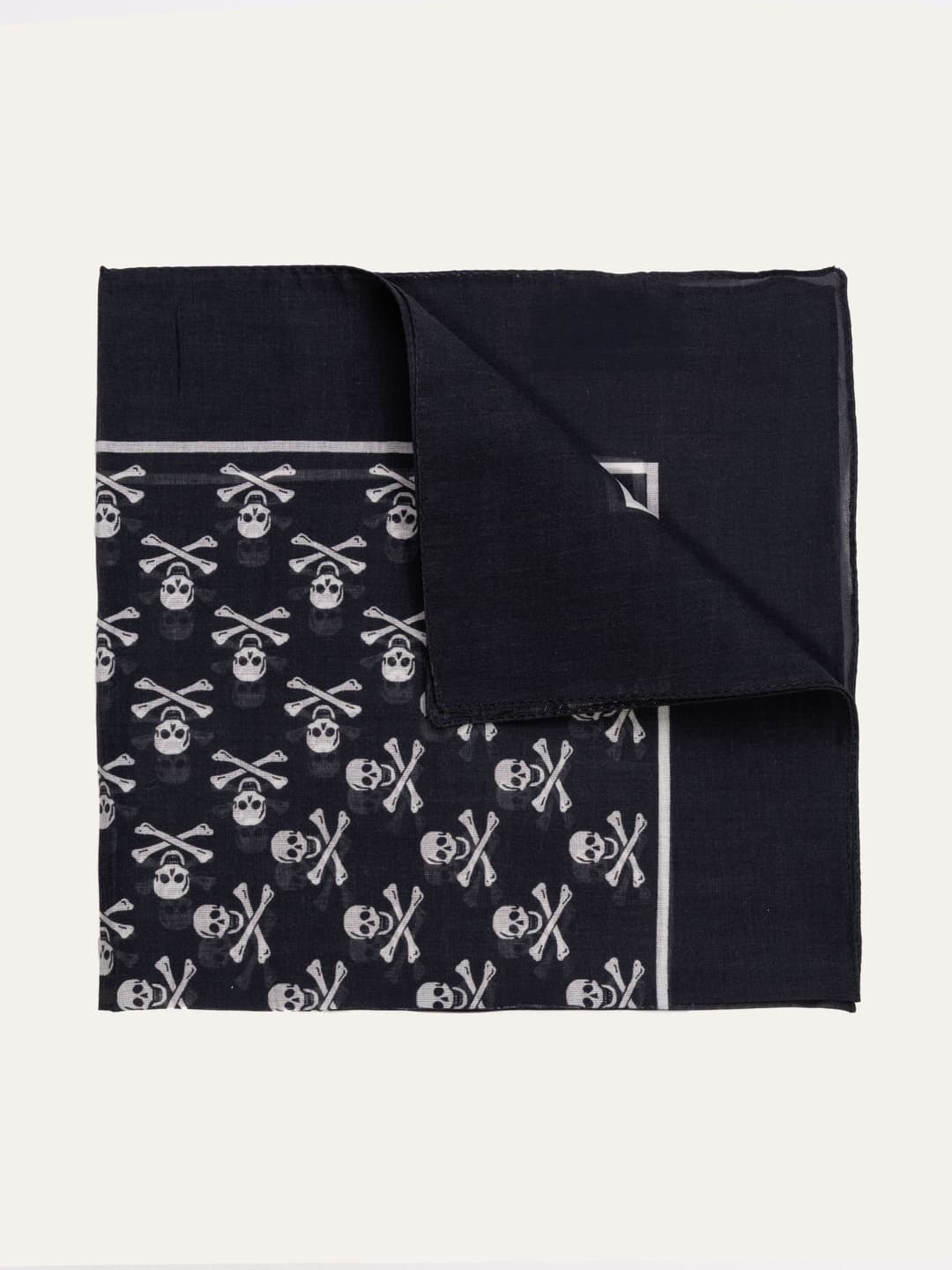 Cotton Pocket Square with Skull Pattern