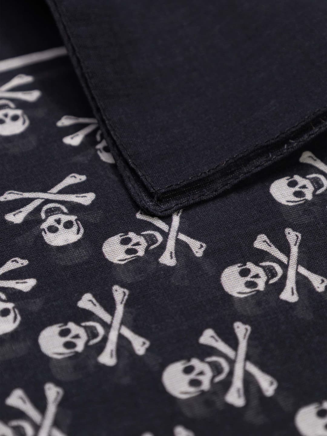 Cotton Pocket Square with Skull Pattern