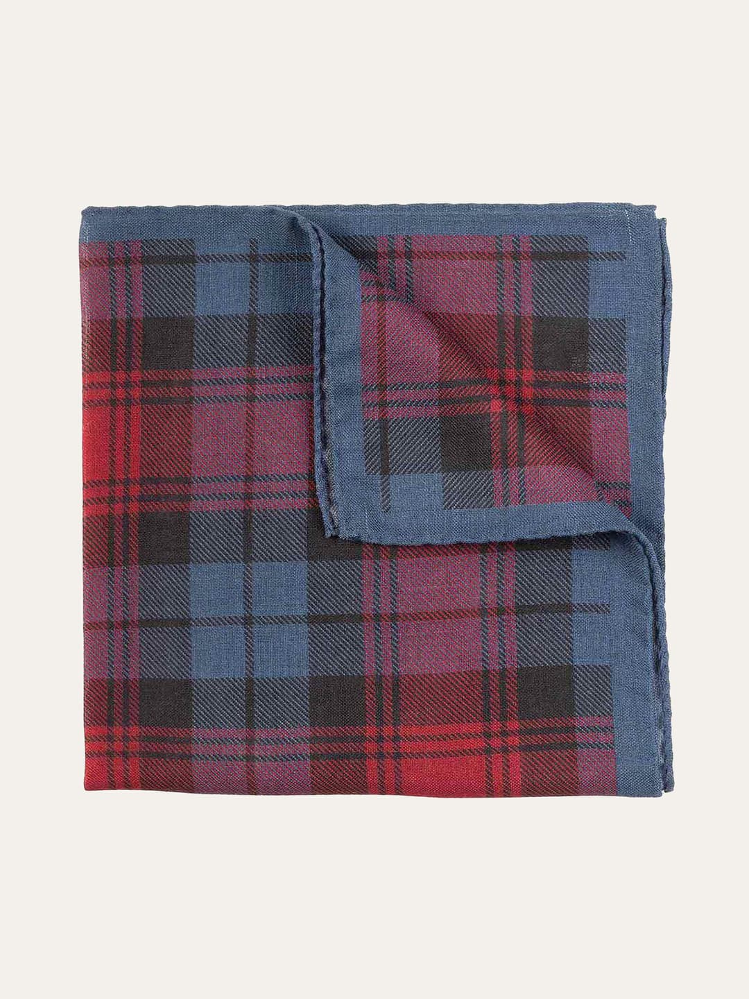 Wool Pocket Square with Tartan Pattern