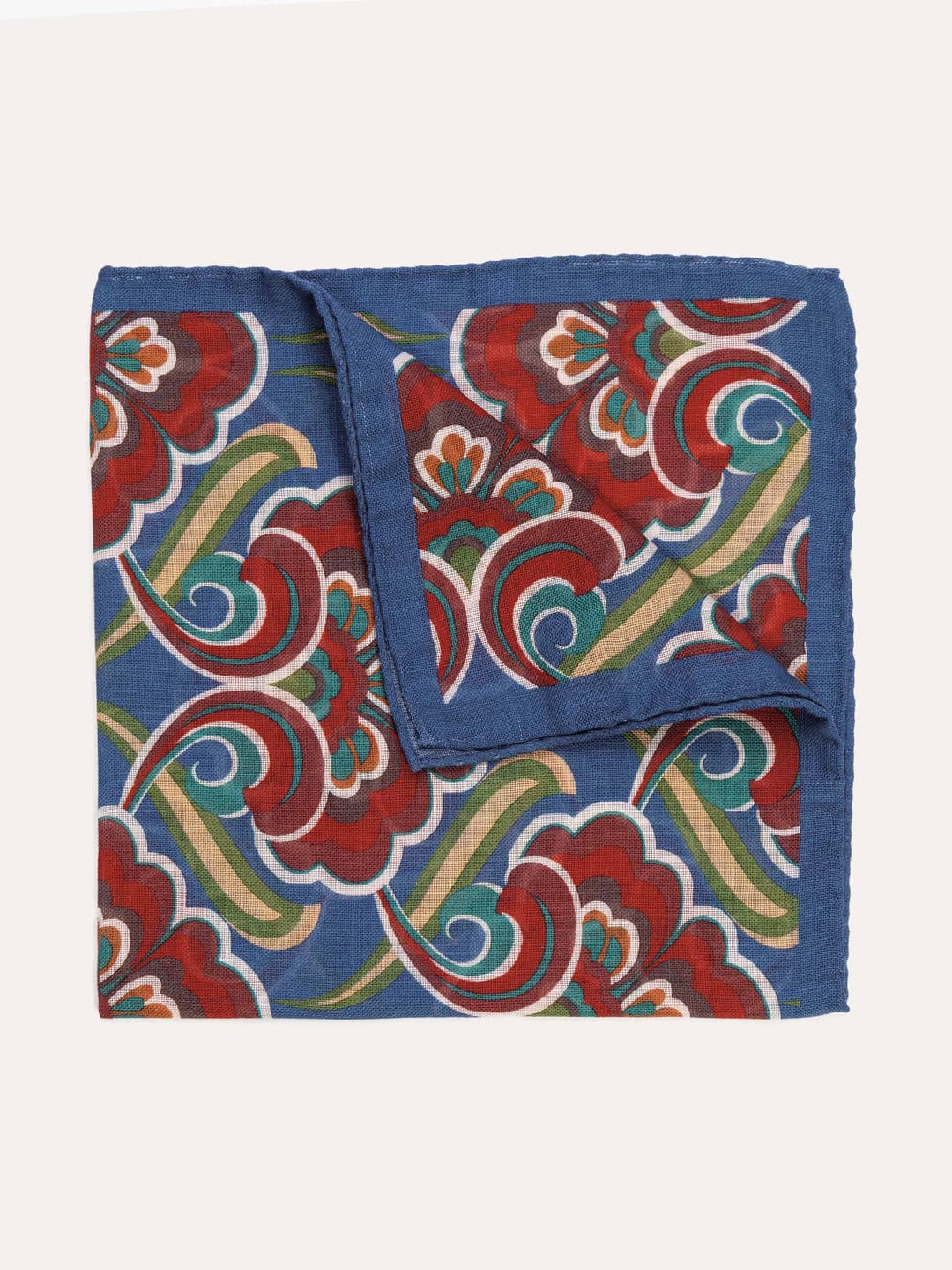 Artisanal Pocket Square with Floral Paisley Pattern