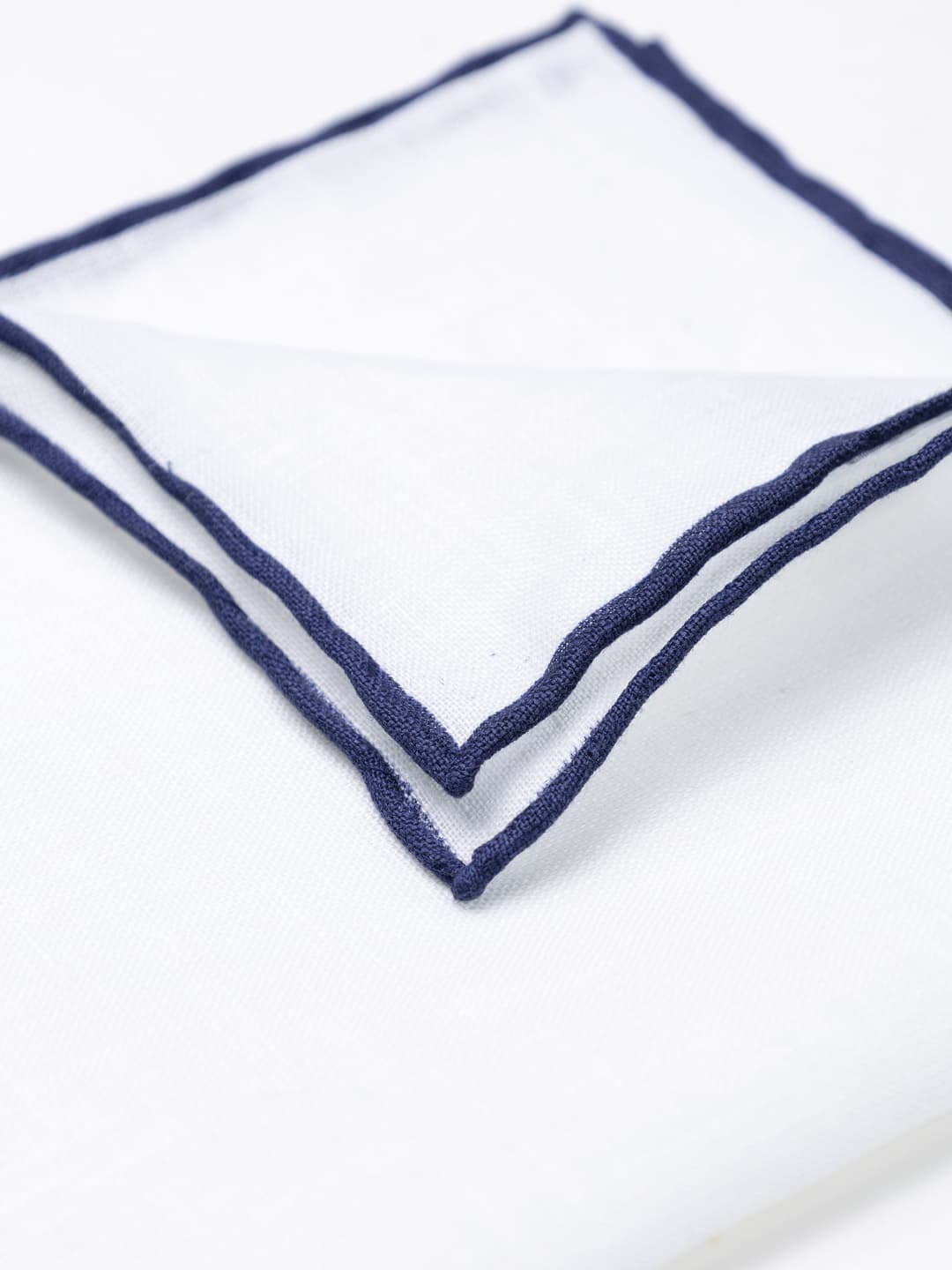 Solid Linen Pocket Square with Colored Border